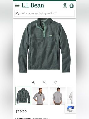 L.L.Bean Blue Half-Snap Fleece Pullover sz men’s XL